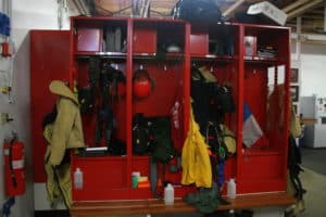 shows lockers used by smoke jumpers